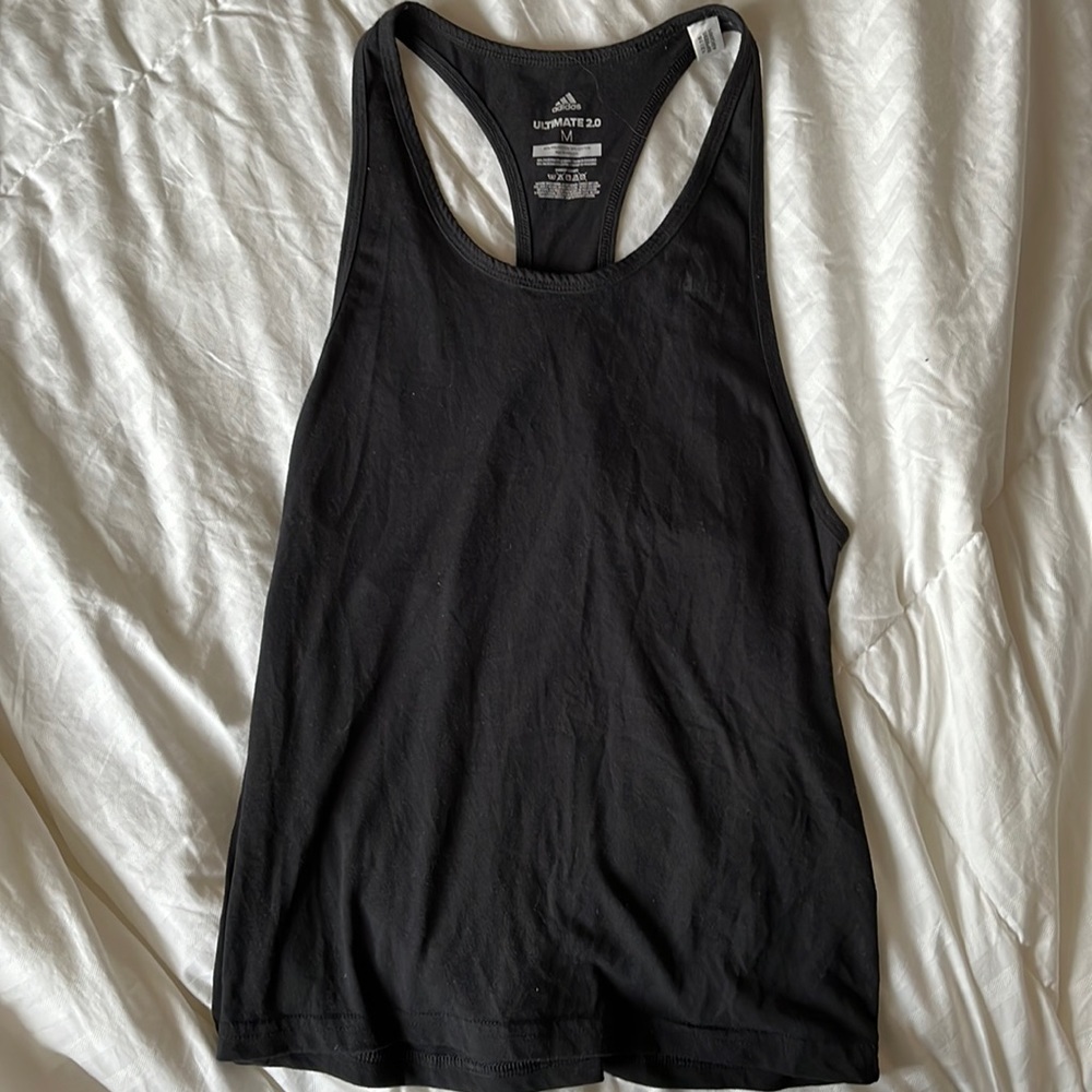 Adidas Black Logo Workout Tank, lightly worn